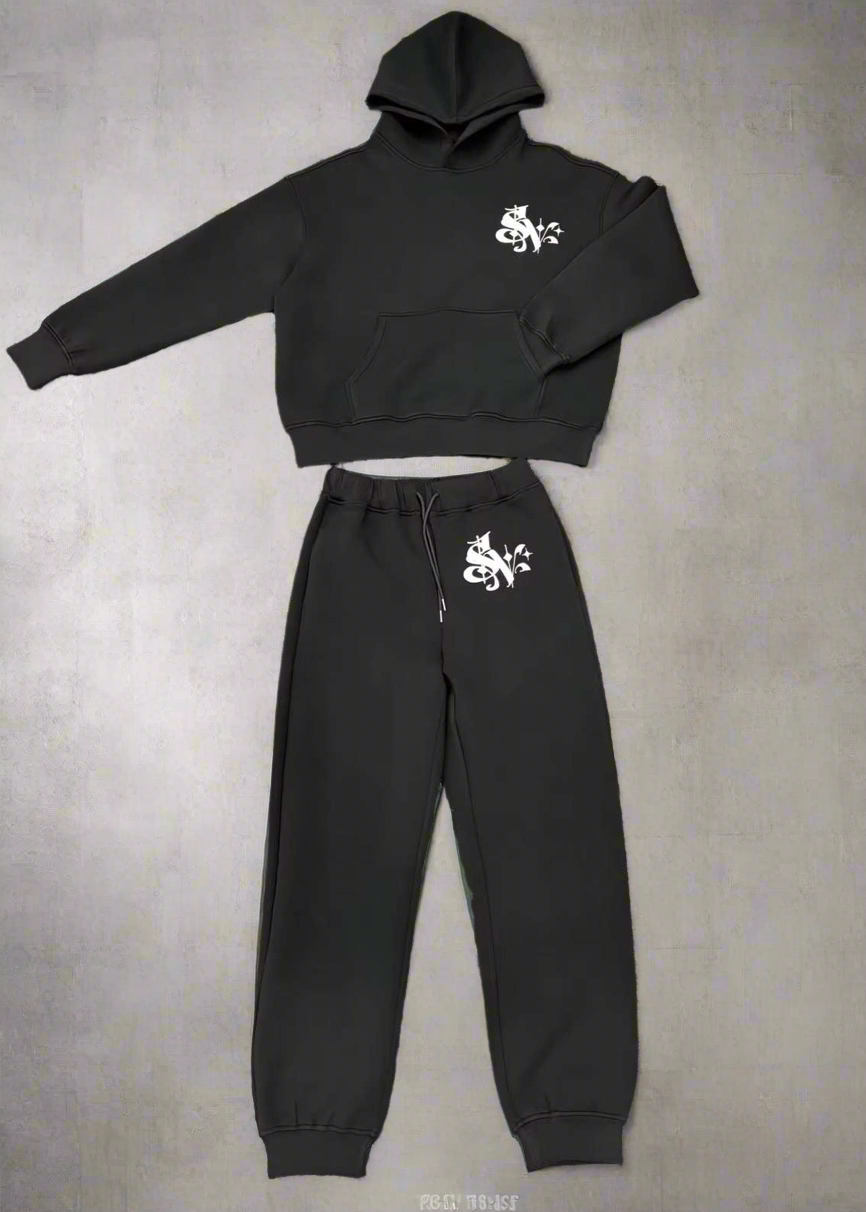 Black Relaxed Fit Tracksuit- Preorder